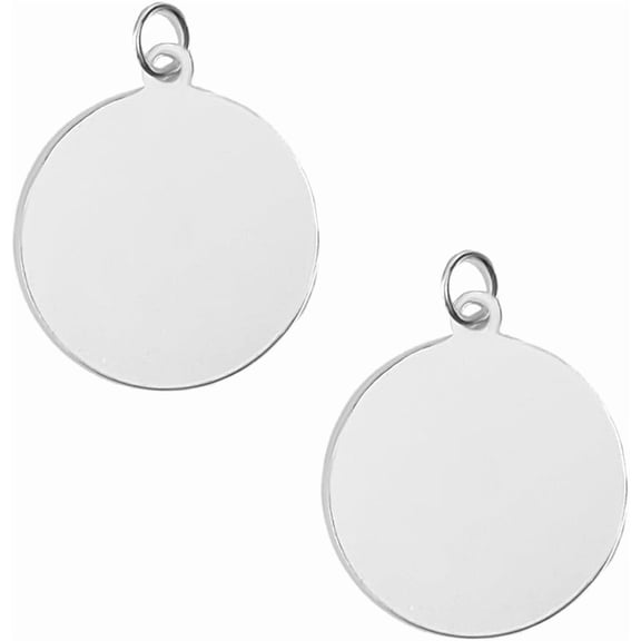 4 Pcs 925 Sterling Silver Blank Tag Pendants Sterling Silver Tags Blank Flat Round Charms Stamping Blanks Coin Disc Charms with Jump Ring for DIY Necklace Jewelry Making diy