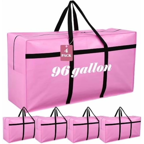 4 Pcs 96 Gallon Large Moving Bags with Zipper and Handles Foldable ...