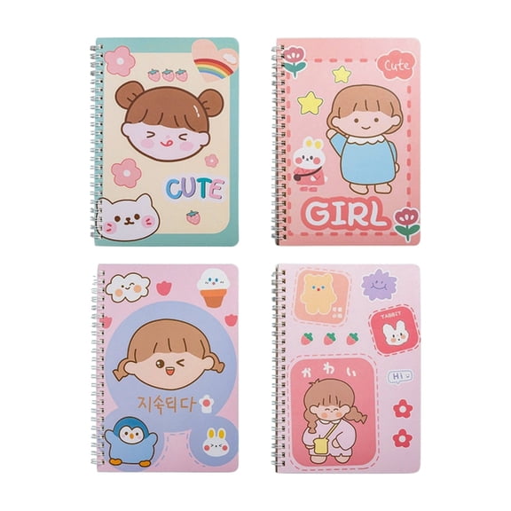 4 Pcs A 5 B5 Spirals Notebook Journal Notebook Business Notepads Cartoon Notebook Travel Notebook Stationery Notepads