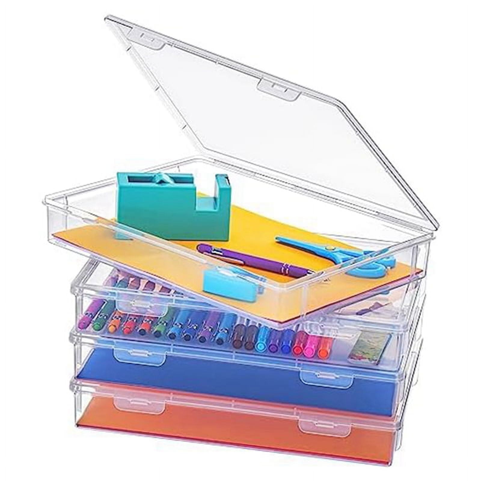 4 Pcs A4 Scrapbook Paper Storage Box Arts Craft Organizers Storage for 8.5 x 11 Inch Letter Paper Photo Picture Storage