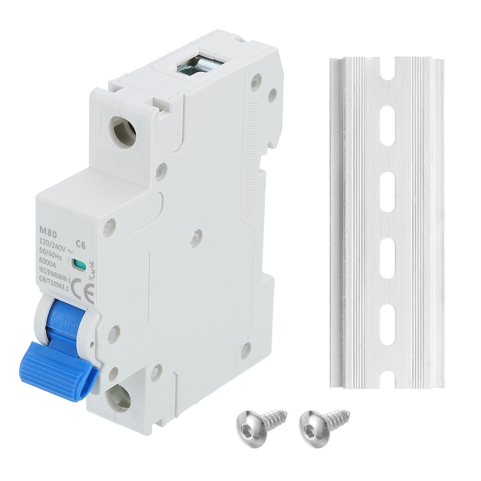 4 Pcs AC Miniature Circuit Breaker 1P 6A 120/240V Isolator M80AC DIN Rail Mount Disconnect Switch Circuit Breaker Protection Thermal Magnetic Trip