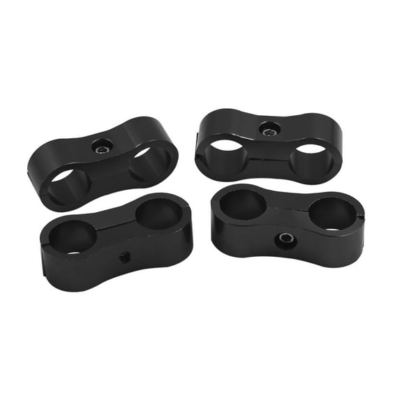 Unique Bargains 4 Pcs AN6 13mm Black Aluminium Alloy Fuel Oil Pipe Tube Holder Connector