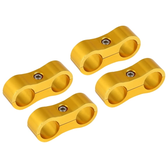 4 Pcs AN6 Car Hose Separator Clamp Aluminum Alloy Fuel Line Mounting Divider Fitting Adapter Gold Tone