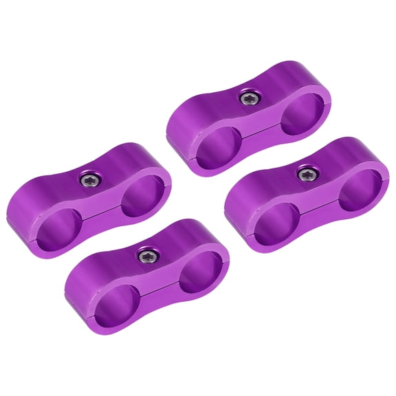 4 Pcs AN6 Car Hose Separator Clamp Aluminum Alloy Fuel Line Mounting Divider Fitting Adapter Purple