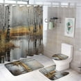 thumbnail image 1 of 4 Pcs Abstract Birch Shower Curtain Sets,Country Woods Landscape Misty Bathroom Set Shower Curtain Set with Rugs and Accessories,Bathroom Decor with Bath Mats Toilet Lid Cover, 1 of 8