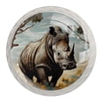 thumbnail image 1 of 4 Pcs Abstract Rhinoceros Knobs for Kitchen Cabinet Cupboard Dresser Bookcase Drawer Pulls Handles Round Home Decor, 1 of 8