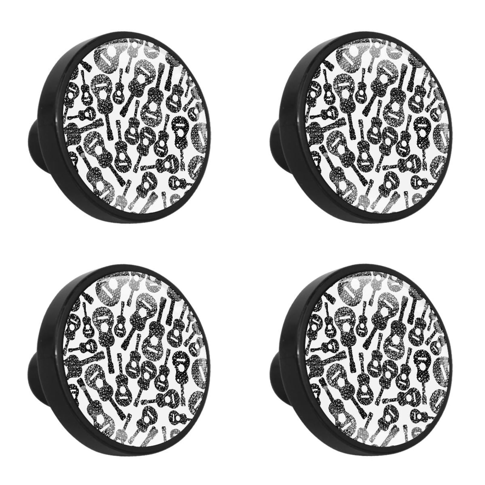 4 Pcs Acoustic Guitars Music Knobs for Kitchen Cabinet Cupboard Dresser Bookcase Drawer Pulls Handles Round Home Decor
