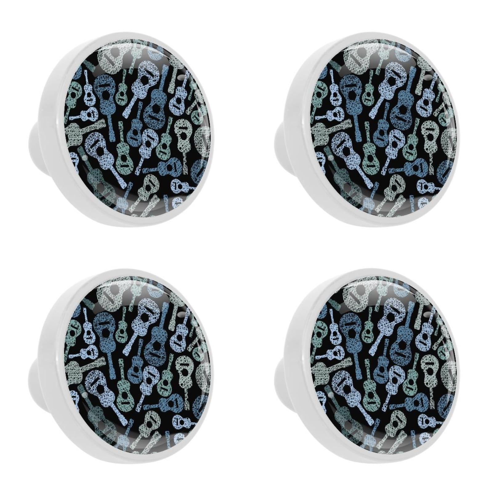 4 Pcs Acoustic Guitars Music Knobs for Kitchen Cabinet Cupboard Dresser Bookcase Drawer Pulls Handles Round Home Decor
