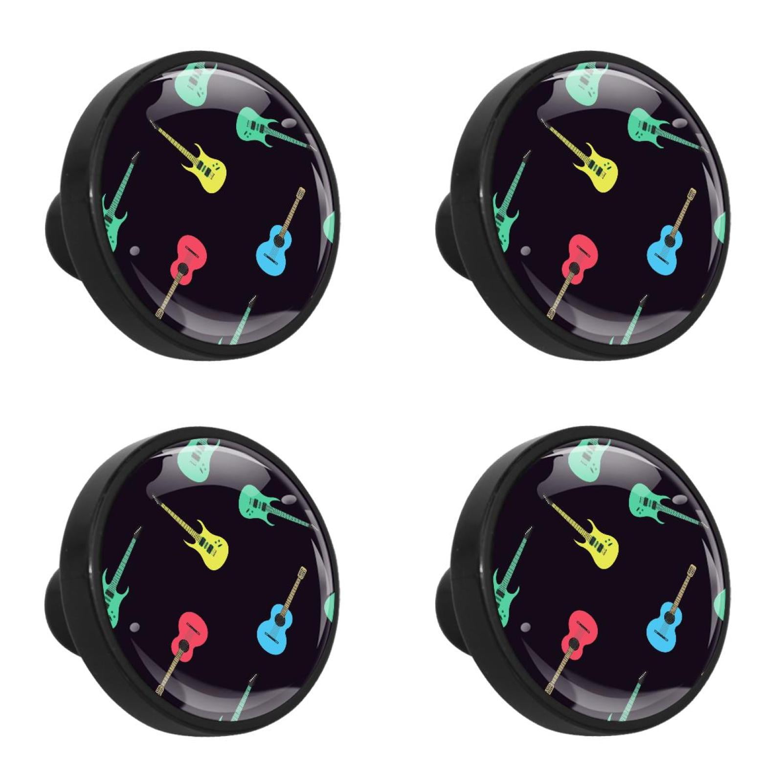 4 Pcs Acoustic Guitars Music Knobs for Kitchen Cabinet Cupboard Dresser Bookcase Drawer Pulls Handles Round Home Decor