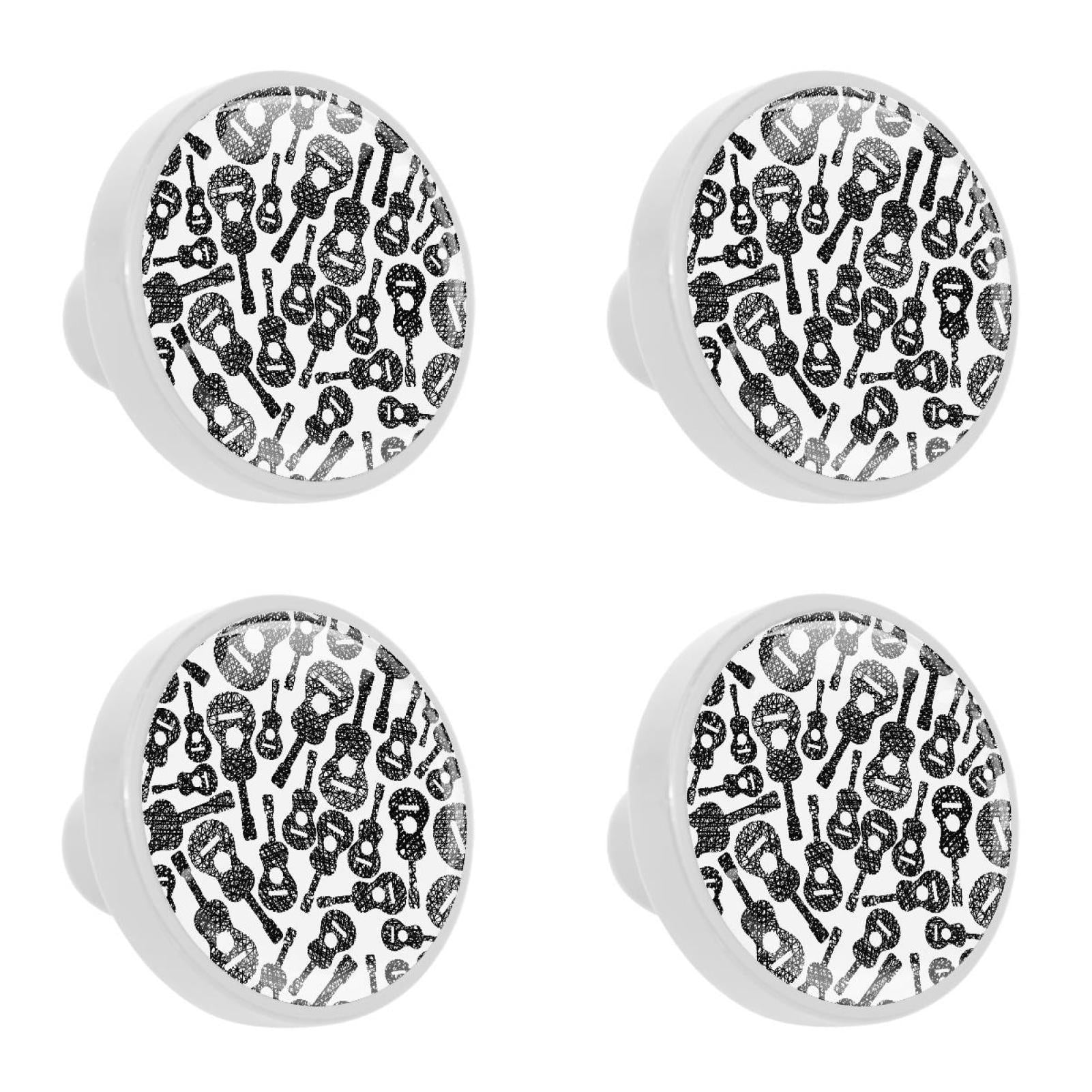 4 Pcs Acoustic Guitars Music Knobs for Kitchen Cabinet Cupboard Dresser Bookcase Drawer Pulls Handles Round Home Decor