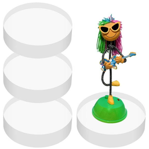 4 Pcs Acrylic Display Blocks, 4×4×1" Clear Round Acrylic Stands, Jewelry Display Risers, Polished Ring Display Holder Bases, Cake Craft Showcase Stands