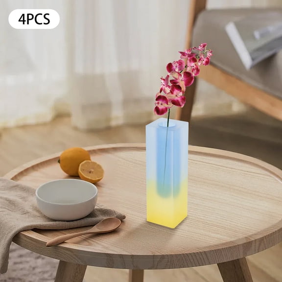 4 Pcs Acrylic Vase Gradient Color Desktop Flower Vase Home Decor 22*13*13cm