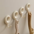 thumbnail image 1 of 4 Pcs Adhesive Hooks - 2.9 x 1.8 x 1.2in, Heavy Duty No Drill Wall Hooks, Removable Damage-Free for Bathroom Kitchen Organization(Beige), 1 of 6