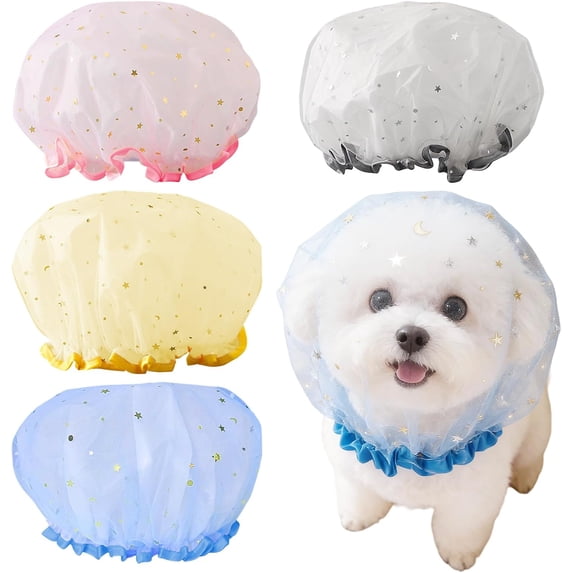 4 Pcs Adjustable Dog Mesh Head Cover, Face Net for Small Dogs| Prevent eating ground debris, Soft Breathable Mesh Mask, Stretchy Elastic Design, for Outdoor Walks, Park & Travel