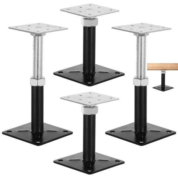 4 Pcs Adjustable Floor Jacks, Mini Screw House Jack, 5 to 8 Inches Heavy Duty Metal Post Floor Support, Deck Foundation Lift Support, Level Support Floor Straightener for Balcony Patio Courtyard