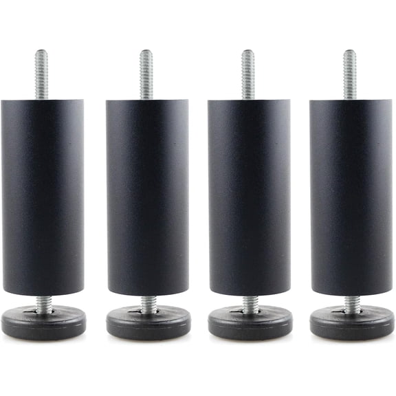 4 Pcs Adjustable Furniture Legs - 4 Inch Metal Legs with M8 Thread (Metric 8mm) for Sofas, Beds, Chairs - Adjustable Height Aluminum Alloy Replacement Legs for Couches, Tables, and More