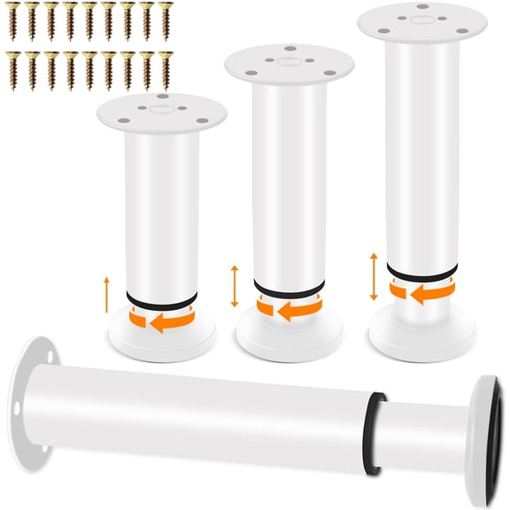 4 Pcs Adjustable Furniture Legs 7-12.2 Inch, Metal Cabinet Support Legs, Heavy Duty Replacement Bookshelf Legs for Table, Sofa, Couch, Desk, Dresser (White)