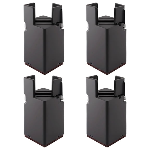 4 Pcs Adjustable Furniture Risers, 4 In / 10 cm, Bed Chair Risers, Fit 1.2-2.4 in / 3.0-6.0 cm Table Legs, Widened Leg-Fixed, Furniture Table Riser for Added Height, Black