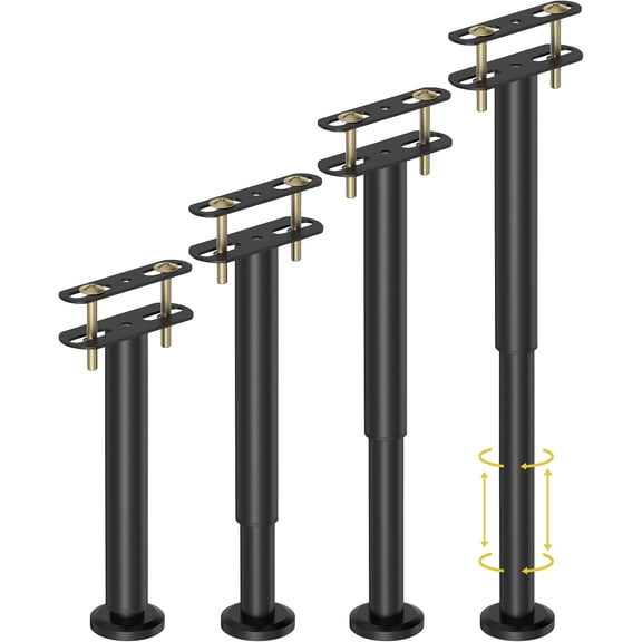4 Pcs Adjustable Height Bed Support Legs 10-17 inch, Bed Frame Center Support Legs for Bed Frame/Bed Center Slat/Furniture, Heavy Duty Metal Bed Legs Replacement Bed Slats Support Legs