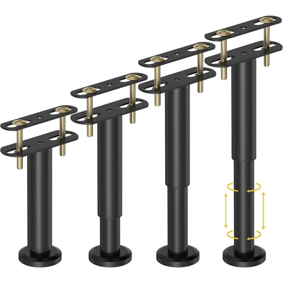 4 Pcs Adjustable Height Bed Support Legs 7.08-12.6 inch, Bed Frame Center Support Legs for Bed Frame/Bed Center Slat/Furniture, Heavy Duty Metal Bed Replacement Legs Bed Slats Support Legs