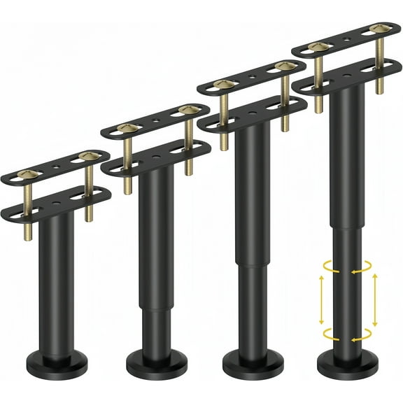4 Piece Adjustable Height Bed Support Legs, 7.08-12.6 Inch, Heavy Duty Metal Bed Replacement Legs