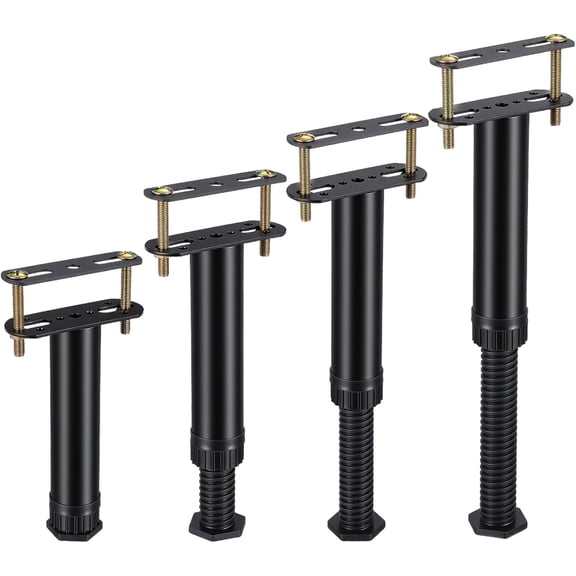 4 Pcs Adjustable Height Bed Support Legs 7.08-12.6 inch Bed Replacement Legs with Locking Ring Beds Frame Center Support Leg for Beds Frame Center Slat, Furniture