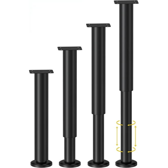 4 Pcs Adjustable Height Bed Support Legs for Bed Frame/Bed Center Slat, Metal Adjustable Furniture Legs 10-17 inch for Bed/Sofa/Cabinet/Couch/Dresser/Table,Heavy Duty Bed Replacement Legs