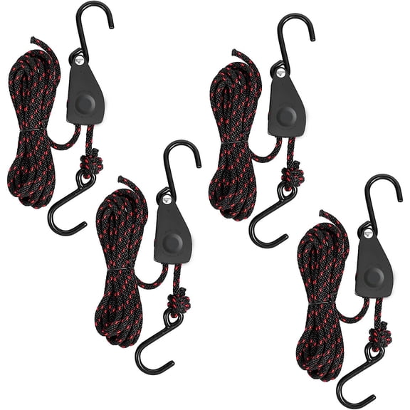 4 Pcs Adjustable Kayak Tie Down Straps 1/8" x 6Ft Heavy Duty Canoe Bow Stern Ropes Secure Boat Carrier Accessories