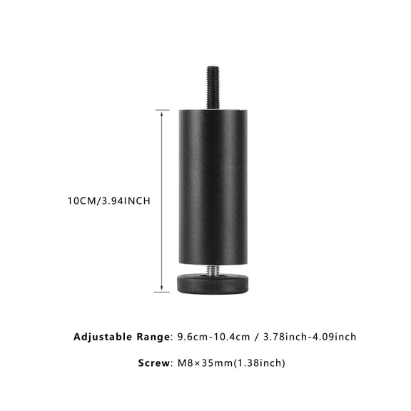 4 Pcs Adjustable Metal Furniture Legs M8 Thread 4 Inch Aluminum Alloy Replacement Legs for Sofas Beds Chairs Tables