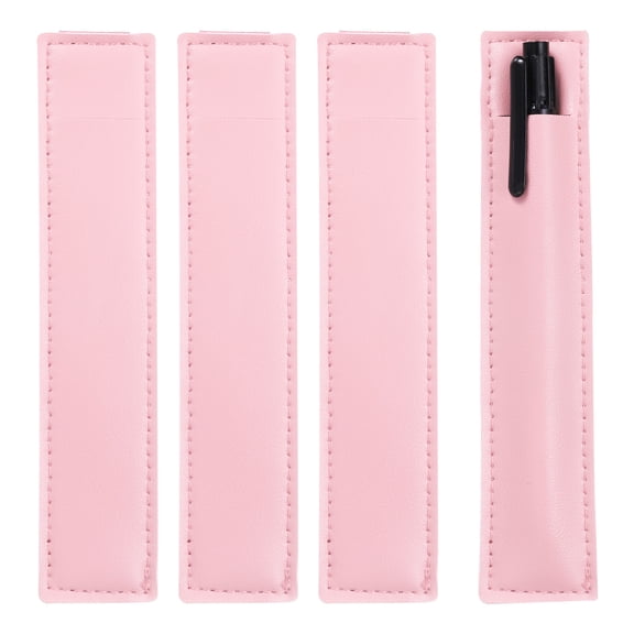 4 Pcs Adjustable Pen Loop Holder for Notebook, PU Leather Pen Holder Pencil Sleeve Elastic Strap Band Designed(Pink)