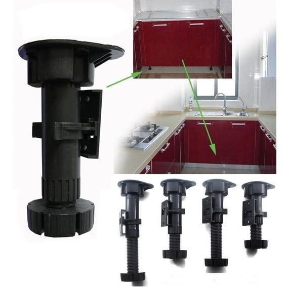 4 Pcs Adjustable Plastic Kitchen Bath Cabinet Leg 95mm-150mm Household