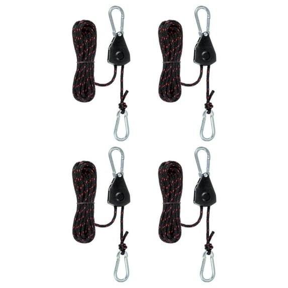 Uxcell Adjustable Rope Hanger, Ratchet Grow Light Hangers Reflective Reinforced Internal Gear Ratchet Black/Red 1/8" x 10