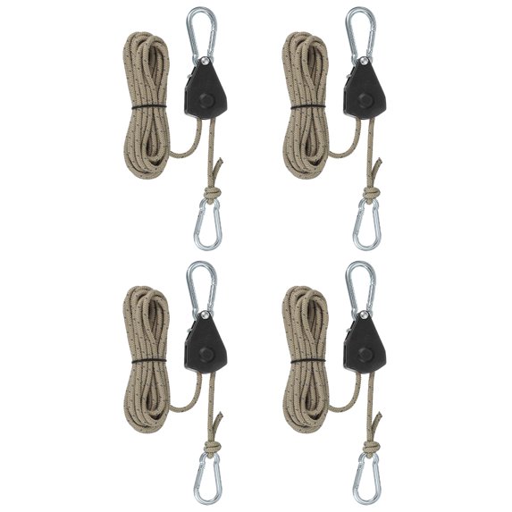 Uxcell Adjustable Rope Hanger, Ratchet Grow Light Hangers Reflective Reinforced Internal Gear Ratchet Black 1/8" x 13
