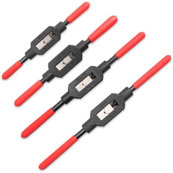 4 Pcs Adjustable Tap Wrench Screw Holder Reamer Hand Tool with Plastic Dipped Non-Slip Handle for Tap Reamer (1/4"-3/4", 3/16''-1/2'', 1/16''-3/8'', 1/16"-1/4")$$Tools & Hardware Other