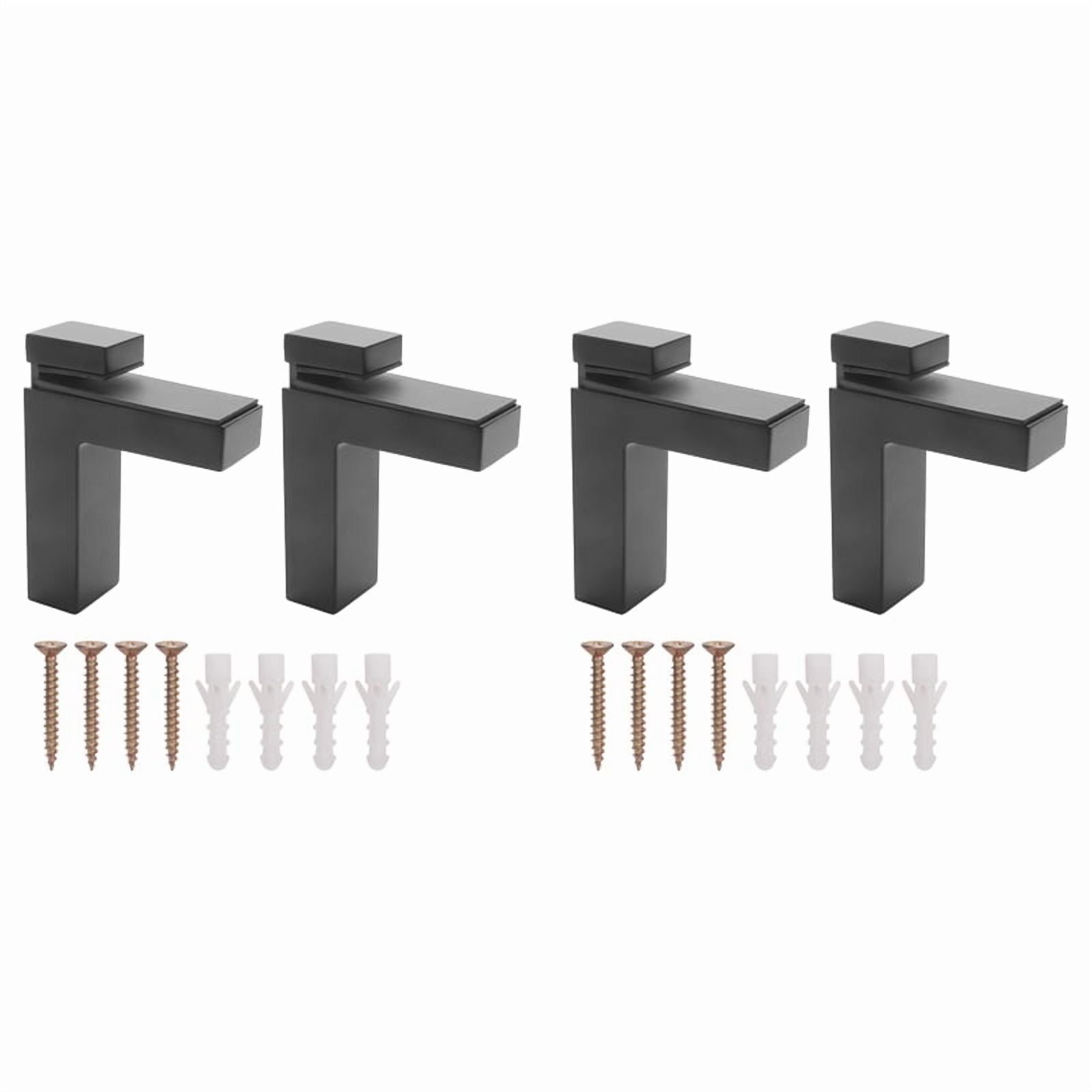 4 Pcs Adjustable Wood/Glass Shelf Bracket Wall Mount Heavy Duty Floating Brackets for 3-28mm Thick Shelves,Black