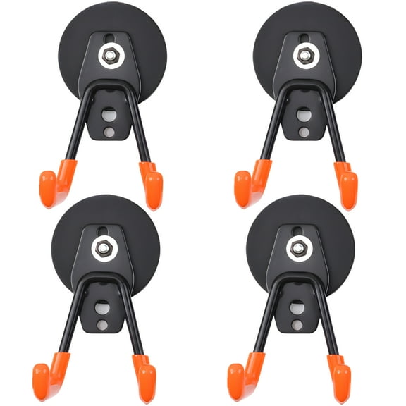 4 Pcs Adsorbent Garage Hooks, Adsorbent Metal Hooks with Rubber Coating, Double U-Hook Design, No Drilling, Non-Slip, Ideal for Kitchen, Garage, Warehouse, Tool Hanger