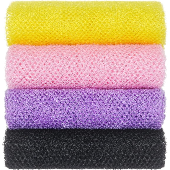 4 Pcs African Exfoliating Net, 31.5 Inch Long Body Net Sponges Skin Back Scrubber for Daily Shower Bathing (Multicolor 2) Multicolor 2 1 count (Pack of 4)