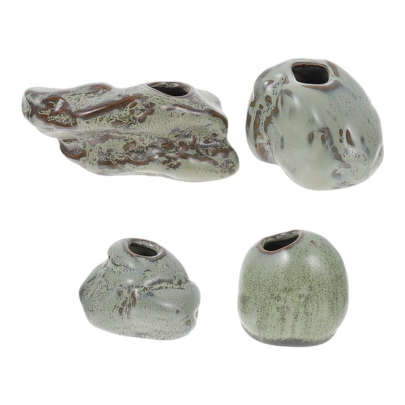4 Pcs Aged Terracotta Pots Rock Mini Vase Shaped Rocks Practical Flower