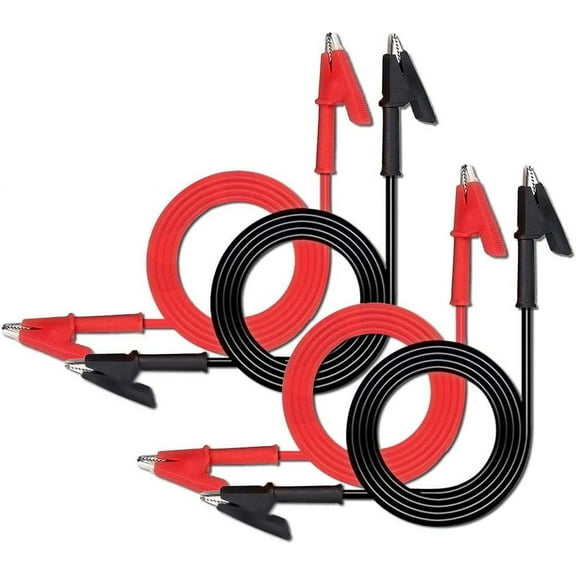4 Pcs Alligator Clips to Alligator Clip Heavy Duty Silicone Jumper Wires Test Leads Set, Double-Ended Clips Alligator Clips Insulated Test for Electrical Testing