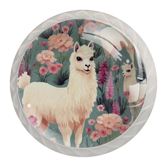 4 Pcs Alpaca Knobs for Kitchen Cabinet Cupboard Dresser Bookcase Drawer Pulls Handles Round Home Decor