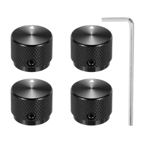 4 Pcs Aluminium Potentiometer Knobs, 1/4" (6mm) Universal Volume Tone Control Knobs with Arrow Indicator, 3/5" Black(20x15.5mm)