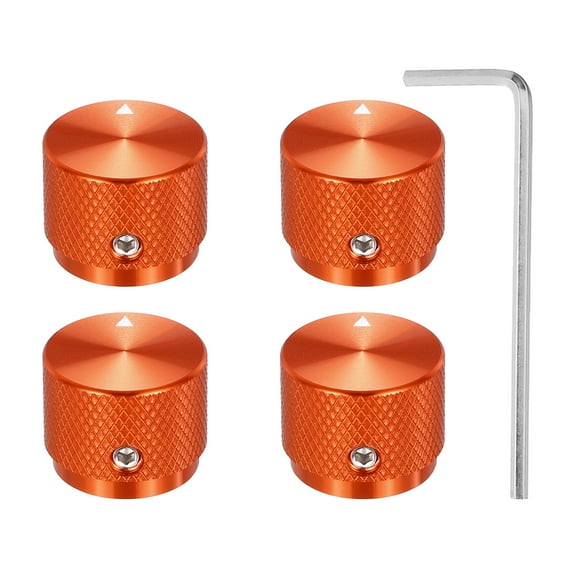 4 Pcs Aluminium Potentiometer Knobs, 1/4" (6mm) Universal Volume Tone Control Knobs with Arrow Indicator, 3/5" Red(20x15.5mm)