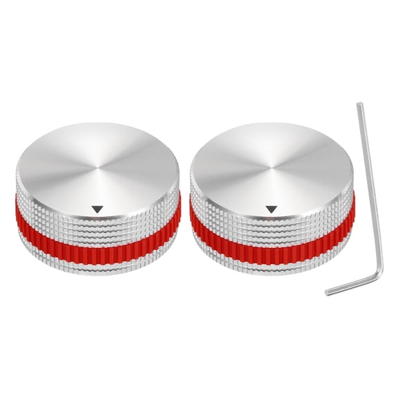 Uxcell 2Pcs Aluminium Potentiometer Knobs, Volume Audio Control Knobs Blue, Silver 18mm x 40mm