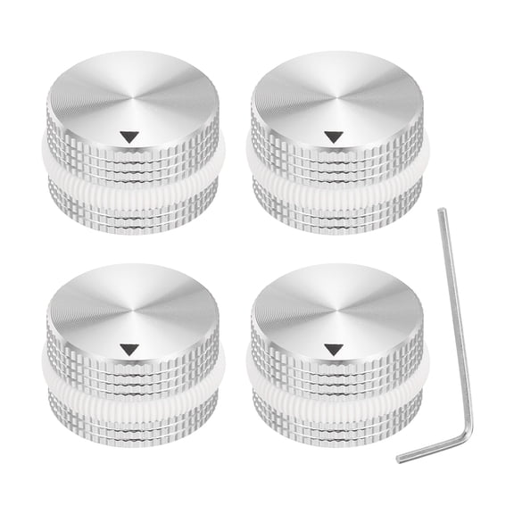 Uxcell 4Pcs Aluminium Potentiometer Knobs, Volume Audio Control Knobs White, Silver