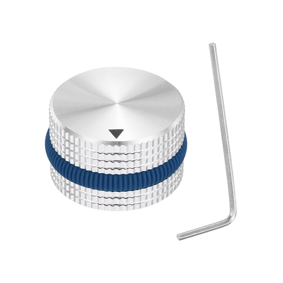 Uxcell Aluminium Potentiometer Knobs, Volume Audio Control Knobs Blue, Silver 15.5mm x 25mm