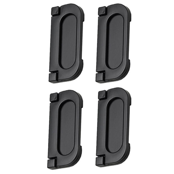 4 Pcs Aluminum Alloy Handle Cabinets Knobs Hidden Door Latch Flush Pull Ring Handles for Drawers Recessed Black