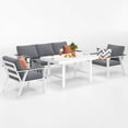 thumbnail image 1 of 4 Pcs Aluminum Patio Furniture Set Modern Outdoor Sofa with Water-Resistant Cushions, Metal Patio Conversation Set with Dining Table for Balcony, Front Porch, Backyard, White, 1 of 9