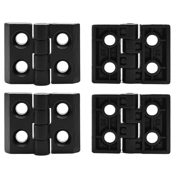 4 Pcs Aluminum Profile Hinge, Material Aluminum, Hole Spacing 20x14mm, Without Screws, Suitable for 2020 Series 6mm T-Slot Industrial Aluminum Extrusion Profile Frame(Black)