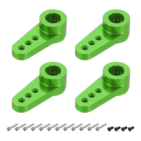 4 Pcs Aluminum Servo Horn 15T Servo Horn Steering Short Arm 17.5mm Length Green Suitable for Model Accessories