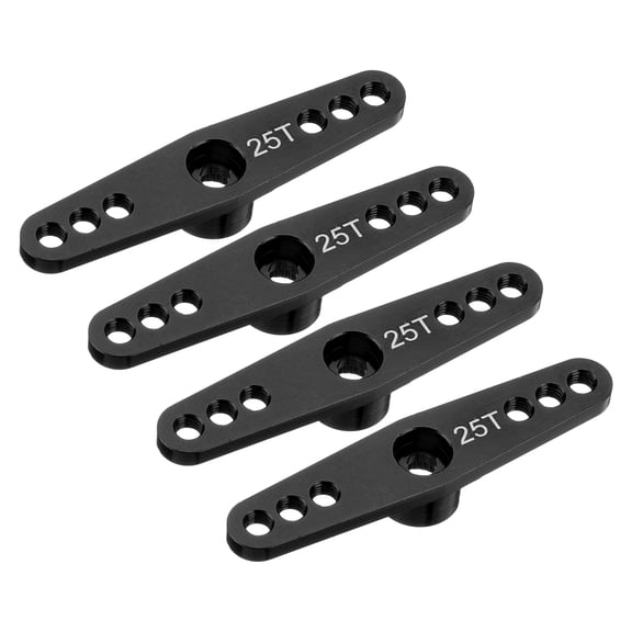 4 Pcs Aluminum Servo Horn 25T Servo Horn Steering Double Arms 47mm Length Black Suitable for Model Accessories